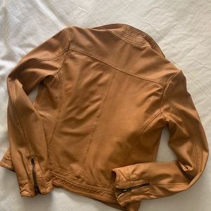 Lucky Brand Leather Jacket Size Small Camel / Tan / Brown